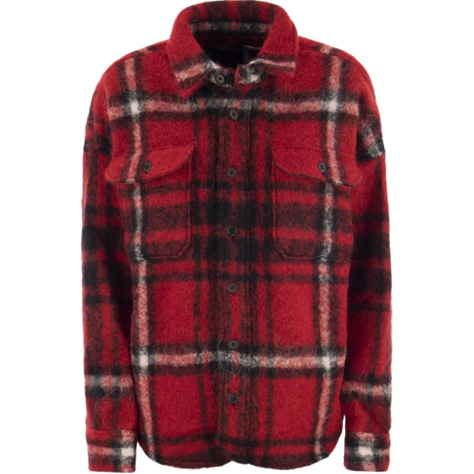 (Women) Ralph Lauren FW23 Red Plaid Colorblock Long-Sleeve Jacket 211916031-001