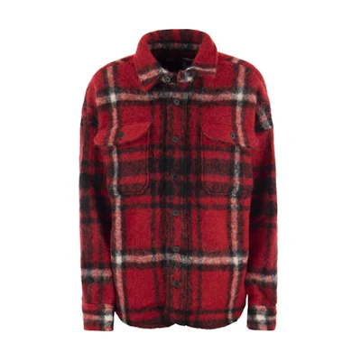 (Women) Ralph Lauren FW23 Red Plaid Colorblock Long-Sleeve Jacket 211916031-001