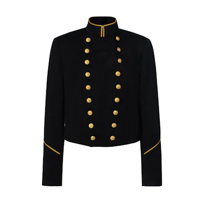 (Women) Ralph Lauren FW23 Trimmed Button High-Neck Jacket Black 211761883-001