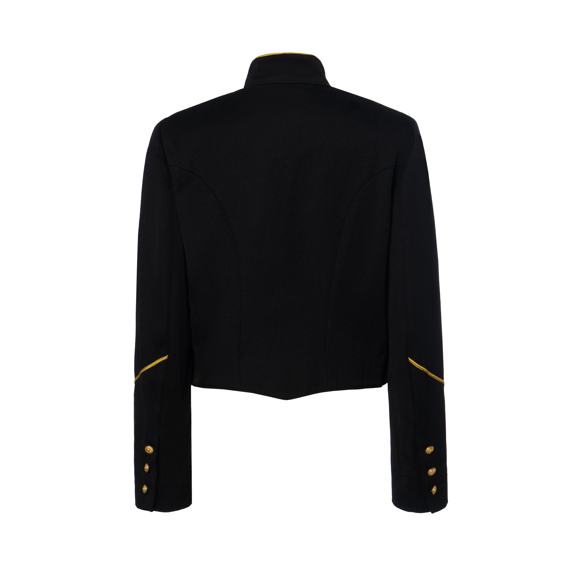 Lookbook (W) 拉夫·劳伦 FW23 修边高领纽扣夹克 黑色 211761883-001