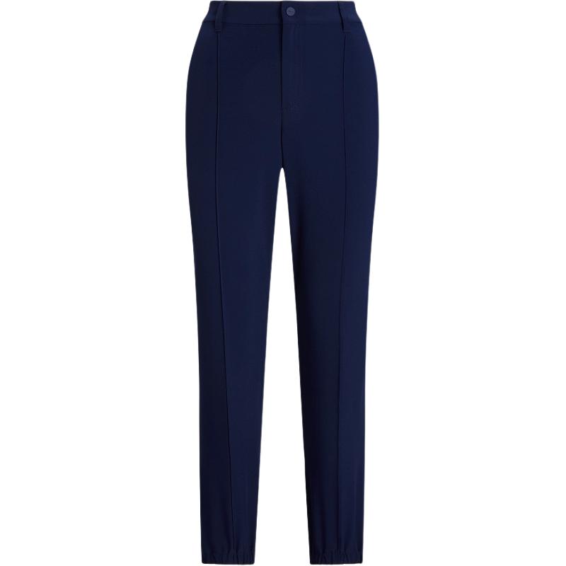 (Women) Ralph Lauren FW24  Solid Mid-Rise Pleated Tapered Knit Pants Navy. WMXGPNTNBQ20052-410