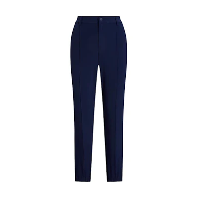 (Women) Ralph Lauren FW24 Solid Mid-Rise Pleated Tapered Knit Pants Navy. WMXGPNTNBQ20052-410