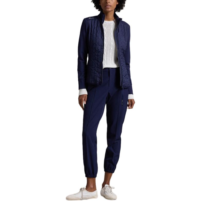 Lookbook (W) 拉夫劳伦 FW24 海军蓝中腰褶裥锥形针织长裤。 WMXGPNTNBQ20052-410