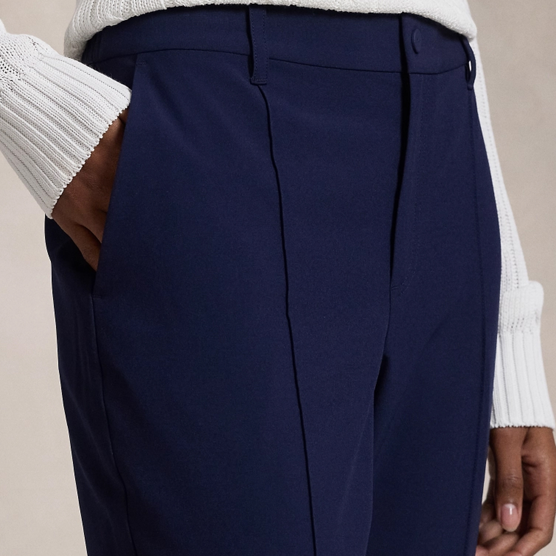 Details for (W) 拉夫劳伦 FW24 海军蓝中腰褶裥锥形针织长裤。 WMXGPNTNBQ20052-410