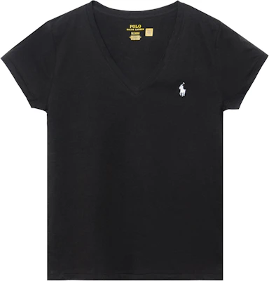 (Women) Ralph Lauren Plain Logo Embroidered V-Neck T-Shirt SS23 Black Classic Fit WMPOKNINCU20698-001 Buy (Women) Ralph Lauren Plain Logo Embroidered V-Neck T-Shirt SS23 Black Classic Fit WMPOKNINCU20698-001