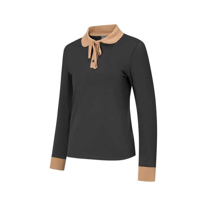 (Women) RAPIDO  Black Long Sleeve Golf Casual Fit Pullover Polo Shirt. CP4941Z32