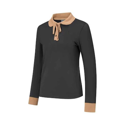 (Women) RAPIDO Black Long Sleeve Golf Casual Fit Pullover Polo Shirt. CP4941Z32