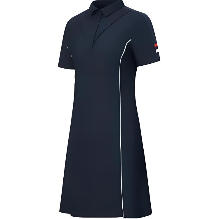 (Women) RAPIDO  Navy Blue Short Polo Collar Two-Piece Style Dress. CP4371Z16