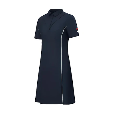 (Women) RAPIDO Navy Blue Short Polo Collar Two-Piece Style Dress. CP4371Z16