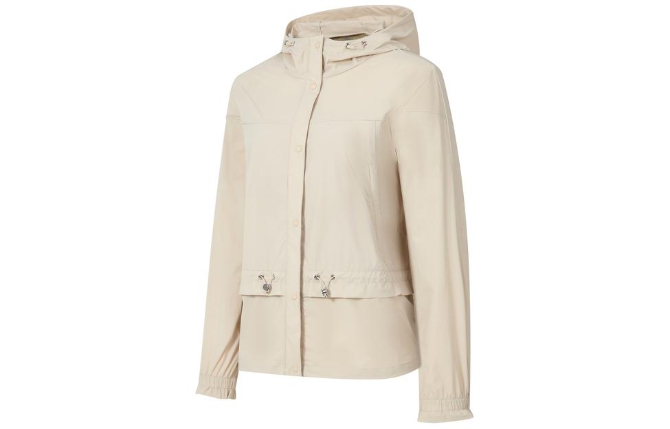 (Women) RAPIDO Beige Solid Color Hoodie Casual Sports Jacket CP4339O45