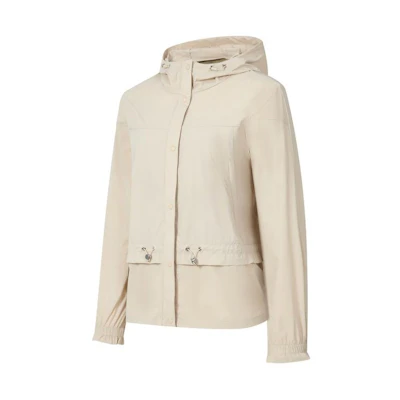 (Women) RAPIDO Beige Solid Color Hoodie Casual Sports Jacket CP4339O45