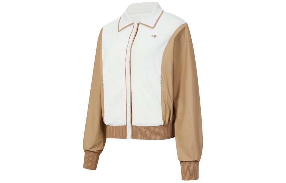 (Women) RAPIDO CLAGANCE Beige Zip-Up Sports Casual Jacket with Contrast Collar CP4151Z03