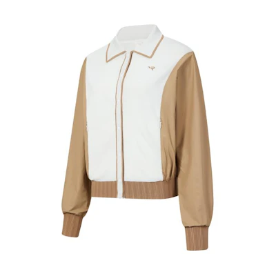 (Women) RAPIDO CLAGANCE Beige Zip-Up Sports Casual Jacket with Contrast Collar CP4151Z03