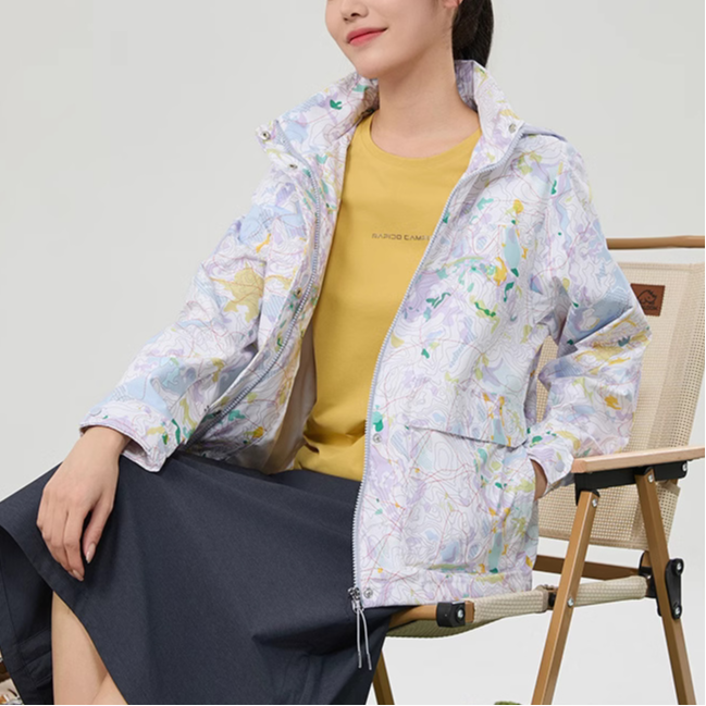 Purchase (W) RAPIDO Oシリーズ 花柄 取り外し可能フード コットンジャケット レディース ライトパープル CP4Z38O35