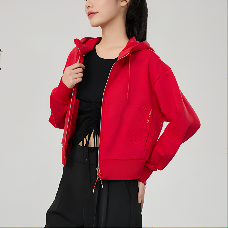Purchase (W) RAPIDO Jaket Hoodie Pendek Oversized Merah CP4Z39J60