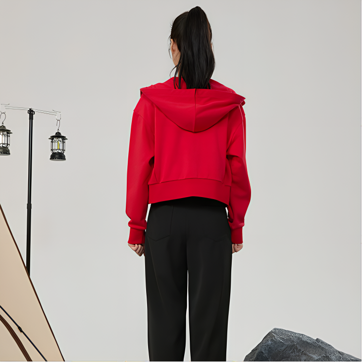 Details for (W) RAPIDO Jaket Hoodie Pendek Oversized Merah CP4Z39J60