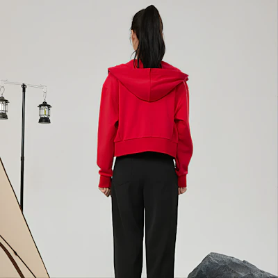 (W) RAPIDO Jaket Hoodie Pendek Oversized Merah CP4Z39J60 Details for (W) RAPIDO Jaket Hoodie Pendek Oversized Merah CP4Z39J60