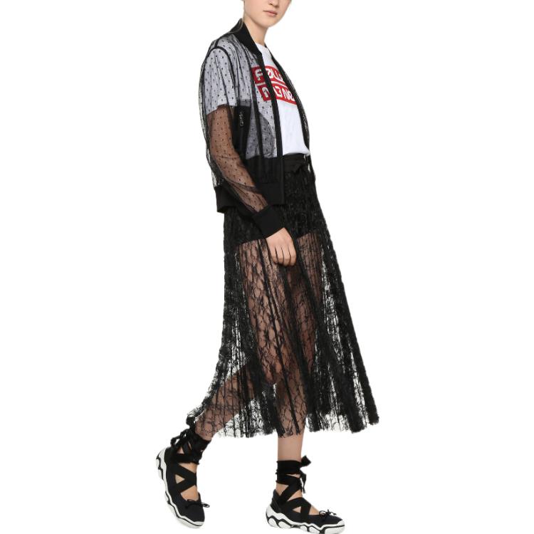 Purchase (W) RED VALENTINO 黑色透視拉鍊羅紋袖口外套 RR3CIA251GK0NO