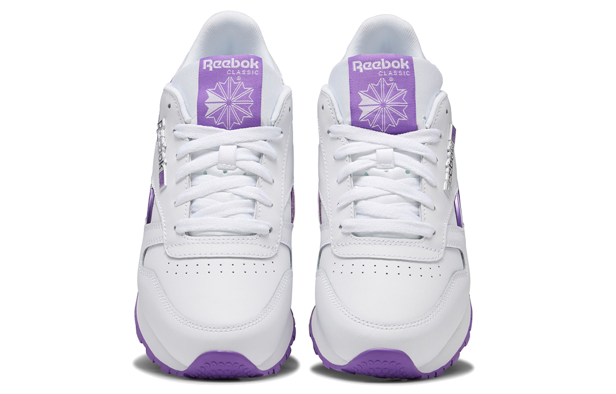 (W) Reebok Classic Leather Sports Casual Shoes 'White Purple' 圖 5