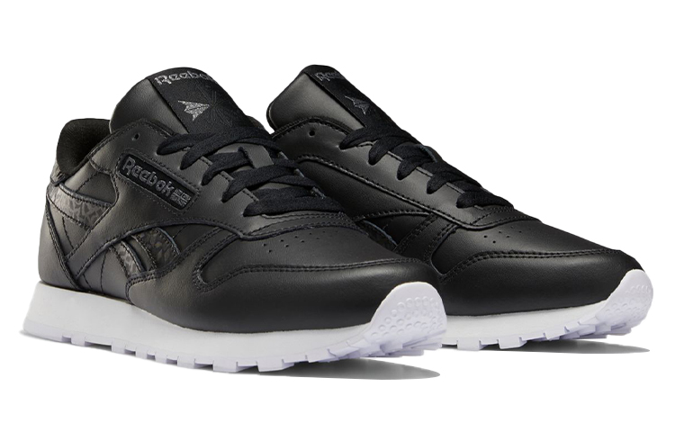 (W) Reebok Classic Leather Running Shoes Black 圖 3