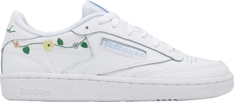(Women) Reebok Club C 85 'Embroidered Floral - White Pale Blue' 100202092 (Women) Reebok Club C 85 'Embroidered Floral - White Pale Blue' 100202092