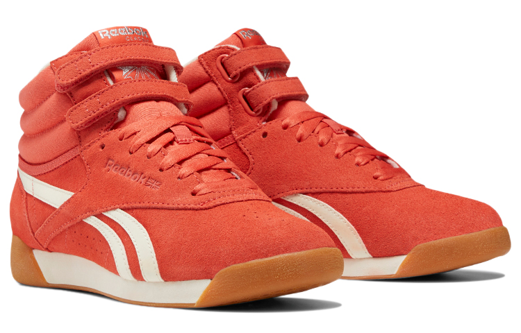 Lookbook Reebok Freestyle Hi 魔術貼 時尚百搭防滑耐磨 高筒舒適板鞋 女款 動感紅