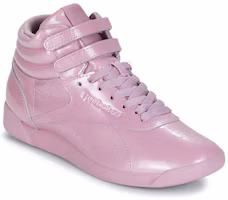 Shop Reebok Freestyle Hi 閃亮 魔術貼 高筒運動跑步鞋 女款 粉紫色