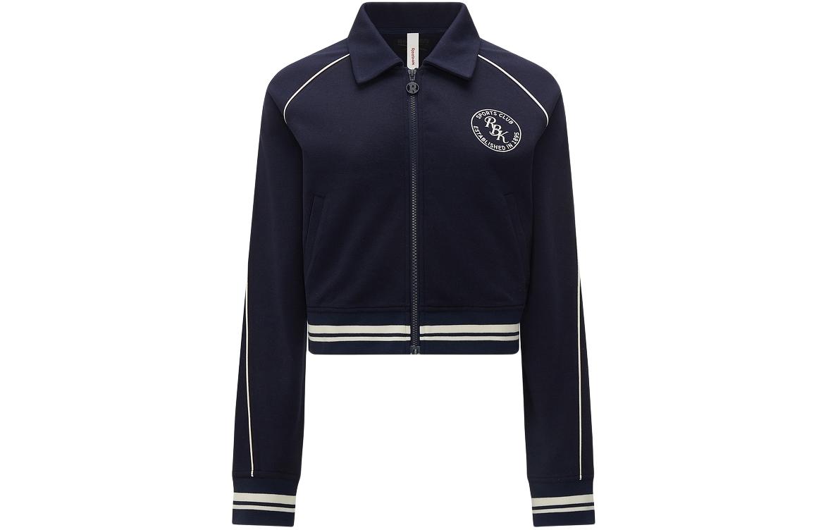 (Women) Reebok Navy Casual Knit Full-Zip Short Jacket with Fold-Over Collar 24SRC102WGN2