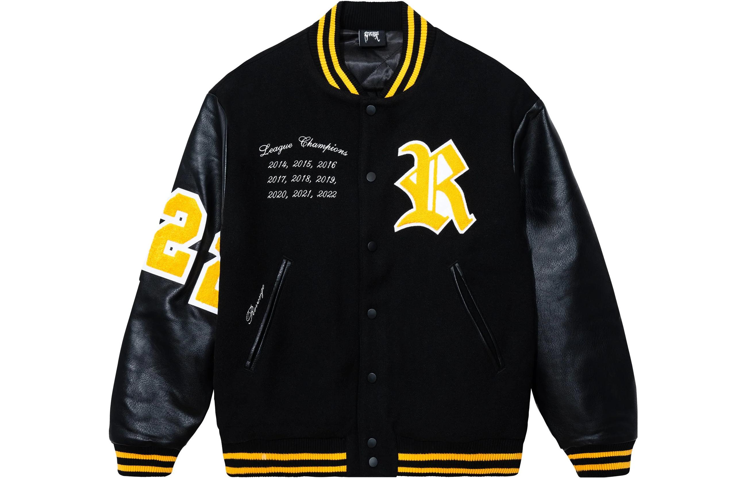 Revenge Black Embroidered Letter Graphic Button-Up Baseball Jacket ROTTVARS-JKT-BLK