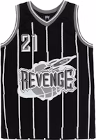 Revenge Black Jersey Embroidered Striped Basketball Tank Top Black. REVE-JS002-BLACK Revenge Black Jersey Embroidered Striped Basketball Tank Top Black. REVE-JS002-BLACK