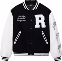 Revenge White Embroidered Letter Graphic Button-Up Baseball Jacket (). EMBVARS-JKT-BLK Revenge White Embroidered Letter Graphic Button-Up Baseball Jacket (). EMBVARS-JKT-BLK