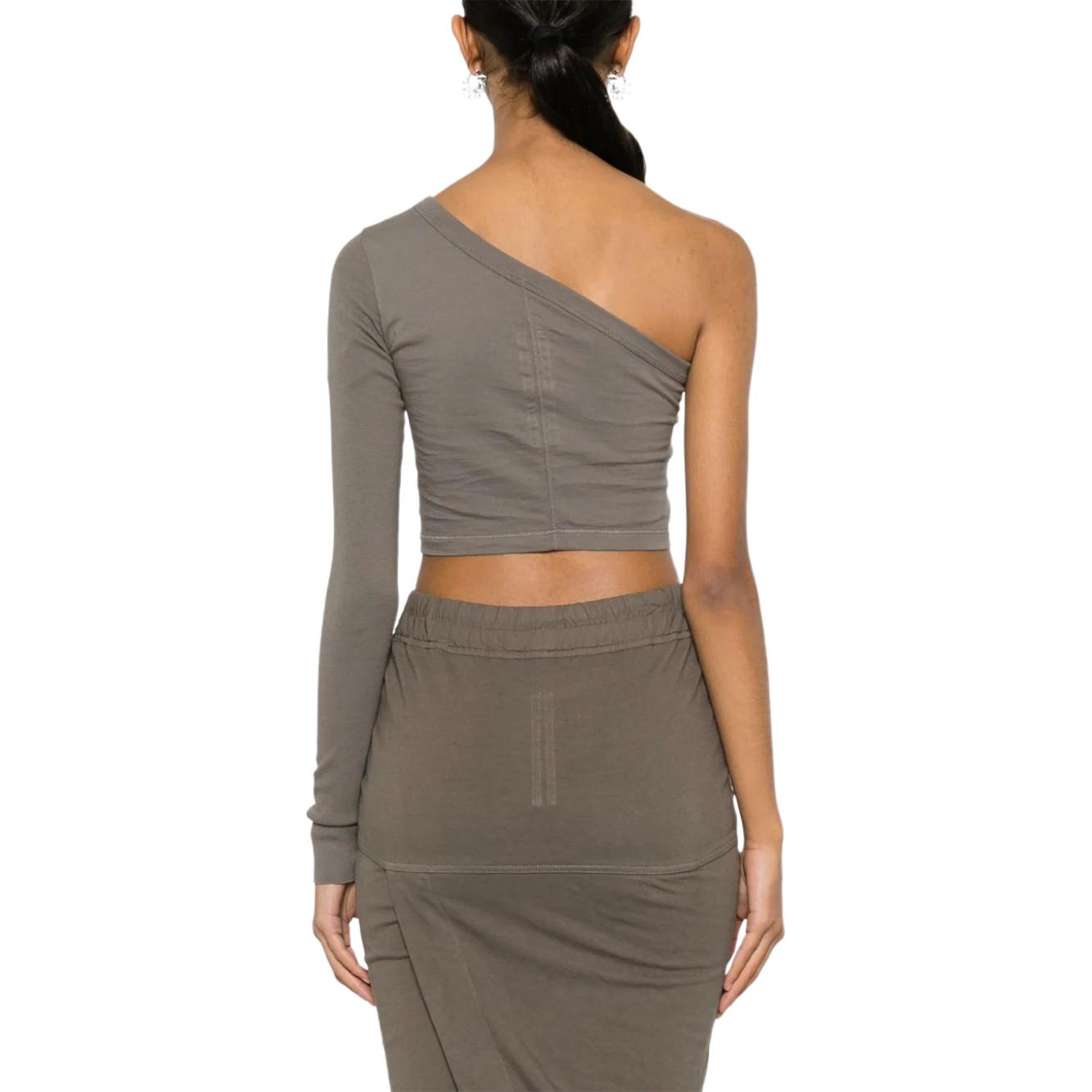 Shop (W) Rick Owens 不對稱單肩修身灰色長袖上衣 RP01D2215JA-34