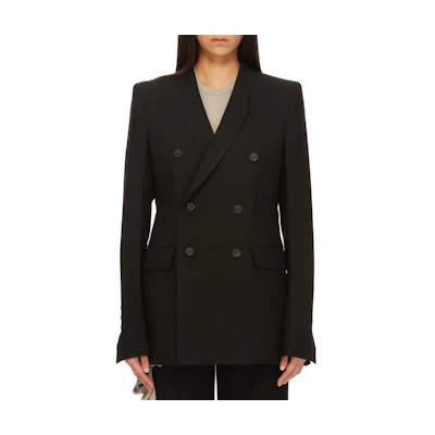 (Women) RICK OWENS Black Double-Breasted Split Hem Jacket FW24. RP02D3756WGP-09