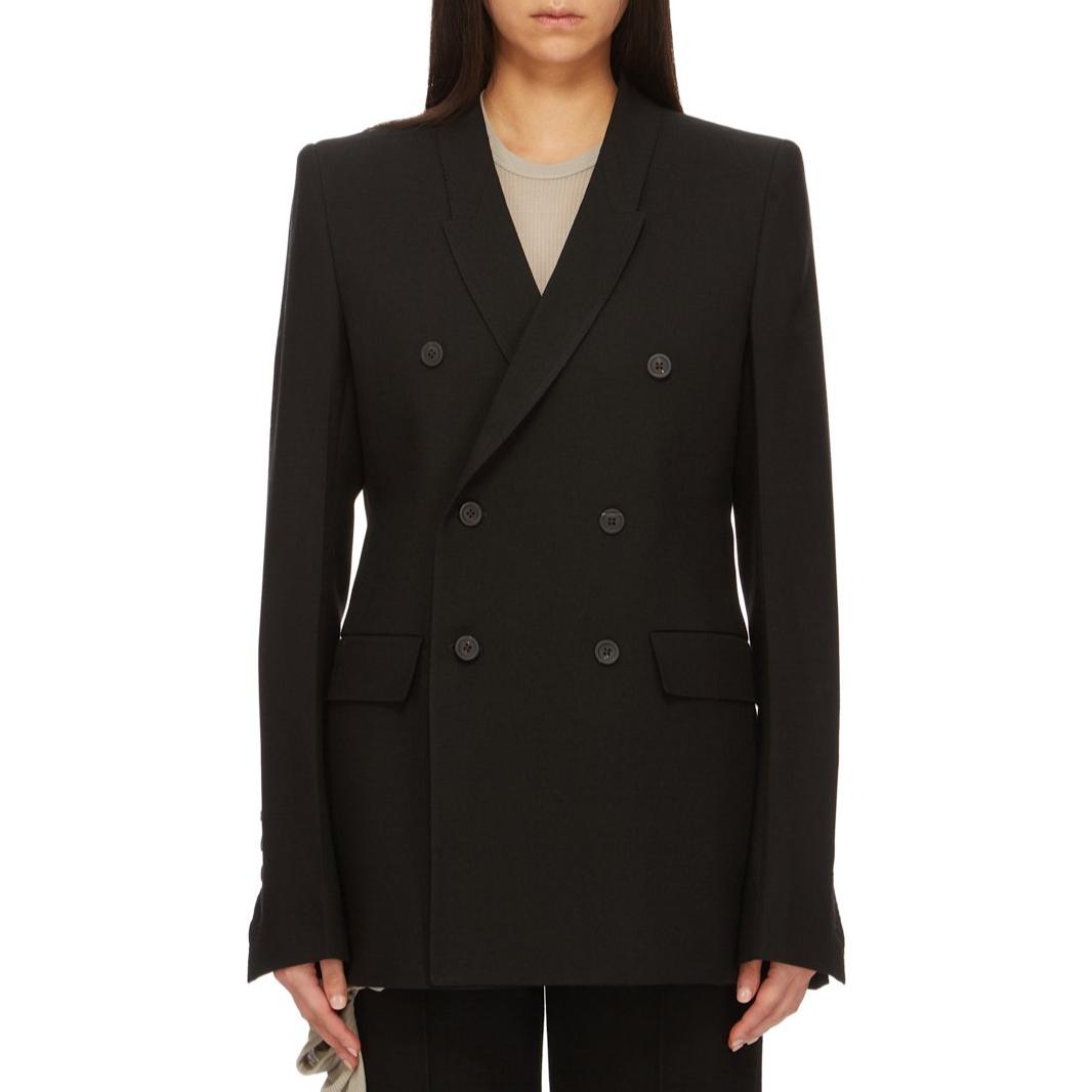 Order (W) RICK OWENS 黑色雙排扣開衩下擺外套 FW24 RP02D3756WGP-09