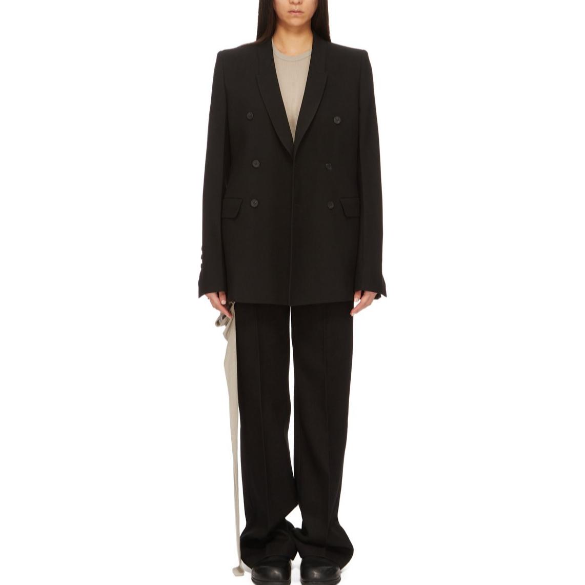 Shop (W) RICK OWENS 黑色雙排扣開衩下擺外套 FW24 RP02D3756WGP-09