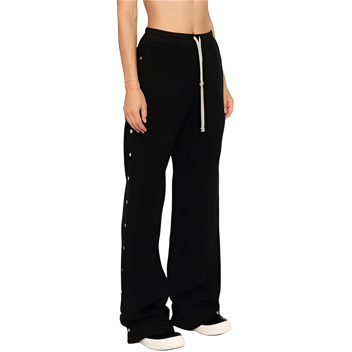 (Women) Rick Owens  Black Drawstring Mid-Rise Wide-Leg Pants DS02D2336F-09 圖 4