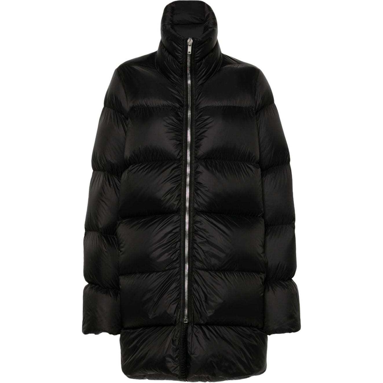 Order (Women) RICK OWENS  Black Long Puffer Coat with High Collar and Zipper. RP02D3767NPD3-09