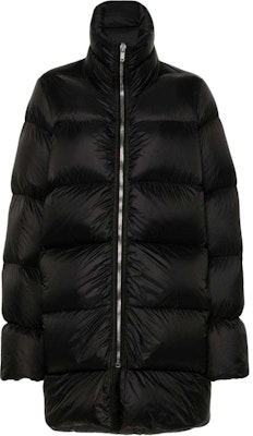 (Women) RICK OWENS Black Long Puffer Coat with High Collar and Zipper. RP02D3767NPD3-09 Order (Women) RICK OWENS Black Long Puffer Coat with High Collar and Zipper. RP02D3767NPD3-09