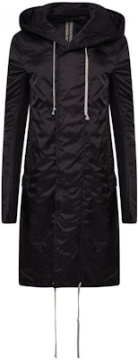 (Women) RICK OWENS Black Solid Color Zip-Up Hooded Parka Coat DS18F7900NR-09 Order (Women) RICK OWENS Black Solid Color Zip-Up Hooded Parka Coat DS18F7900NR-09