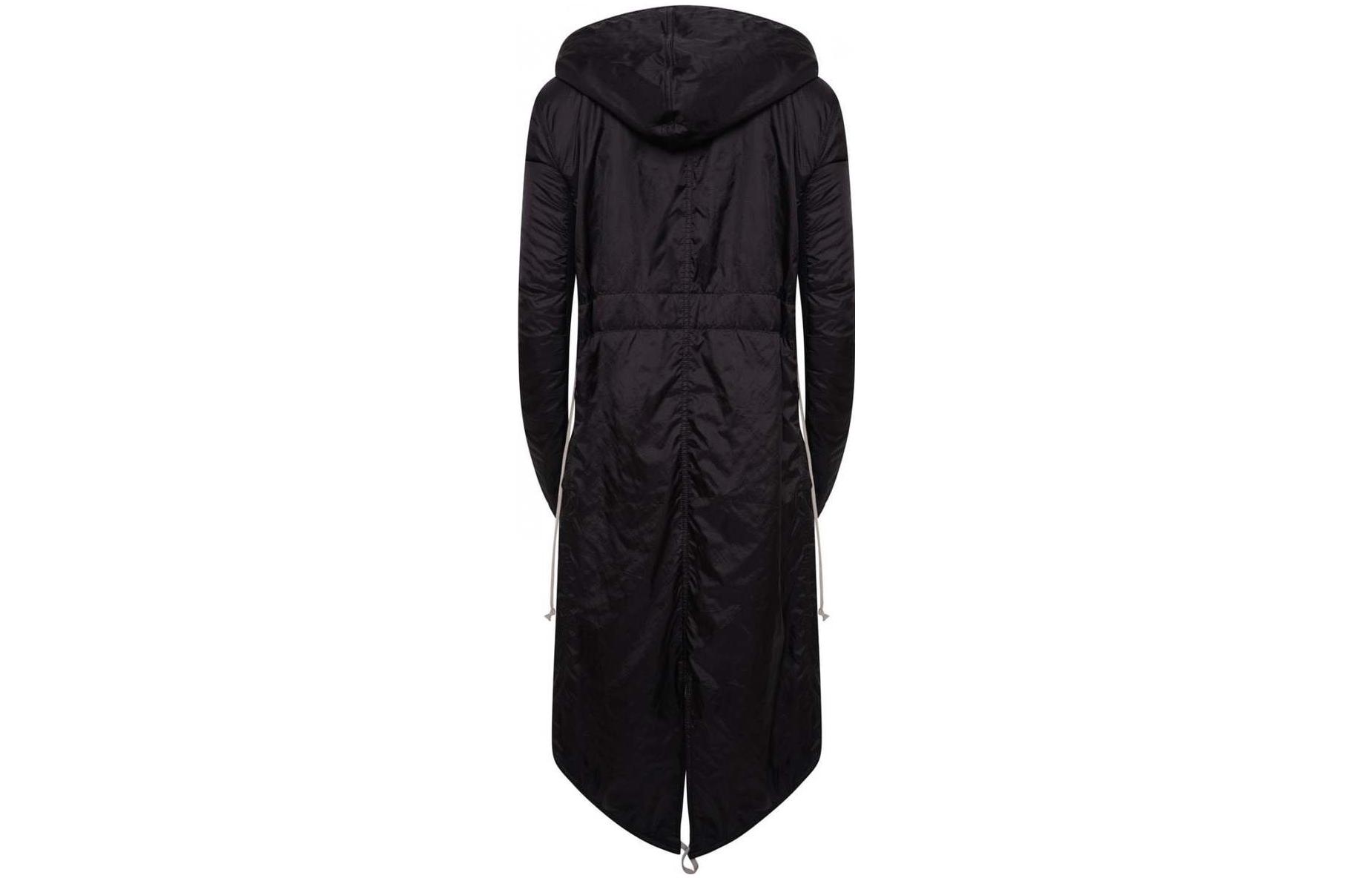 Lookbook (Women) RICK OWENS  Black Solid Color Zip-Up Hooded Parka Coat DS18F7900NR-09