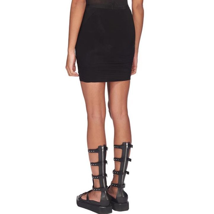 Shop (Women) Rick Owens  Black Solid Knit Mini Skirt Casual Short Skirt RP01C5337BZ09-09