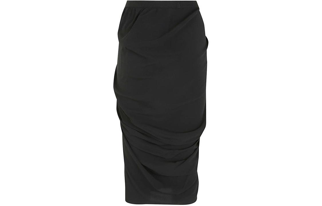 Lookbook (Women) RICK OWENS  Black Solid Mid-Length Elastic Waist Casual Skirt. RP01D2339CC-09