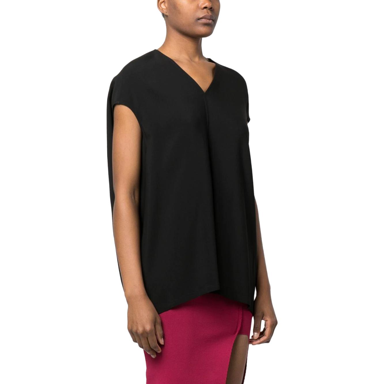 Purchase (W) RICK OWENS 黑色V領修身短袖T恤 RP01C5216Y-09