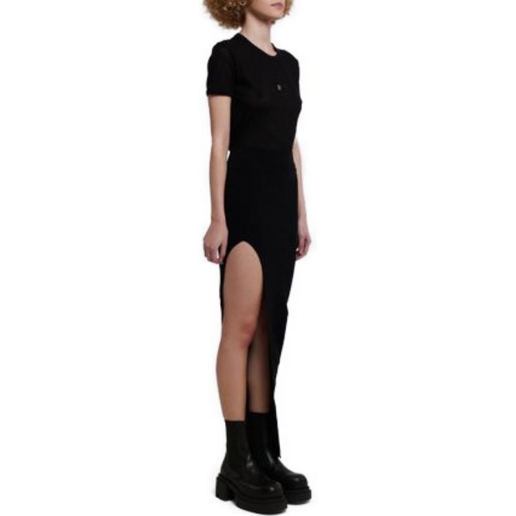 Purchase (Women) Rick Owens  Black Split Long Slim Casual Maxi Dress. RO02C1669KST-09