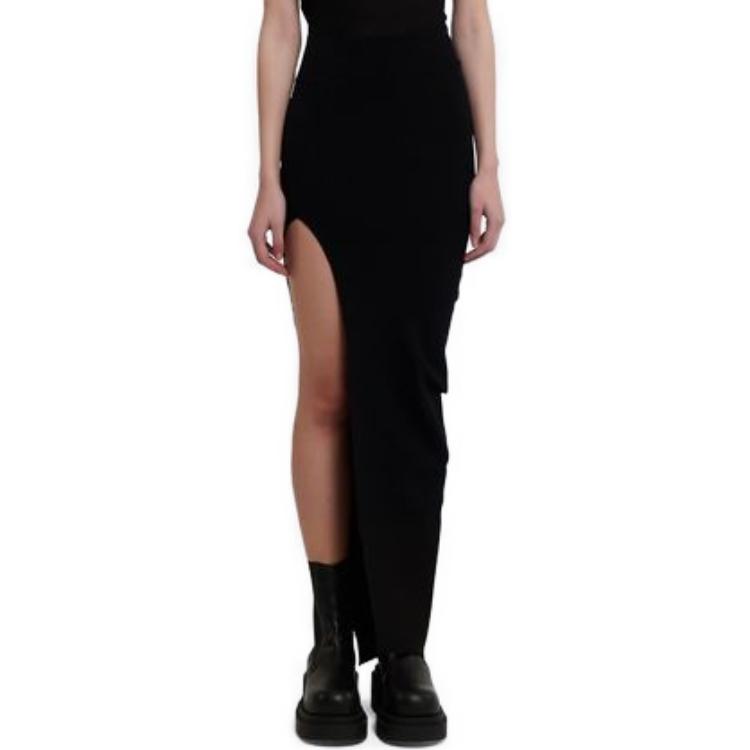 Details for (Women) Rick Owens  Black Split Long Slim Casual Maxi Dress. RO02C1669KST-09