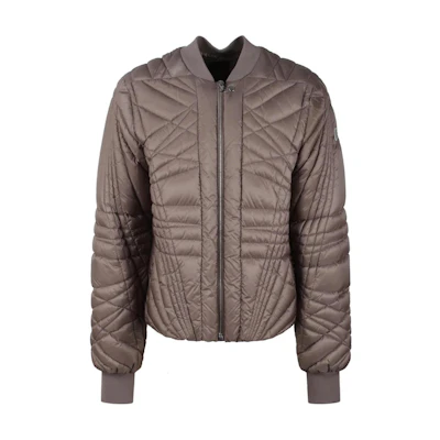 (Women) RICK OWENS Brown Down Jacket with Logo and Zipper Design. MU02D1A10M4424-25U
