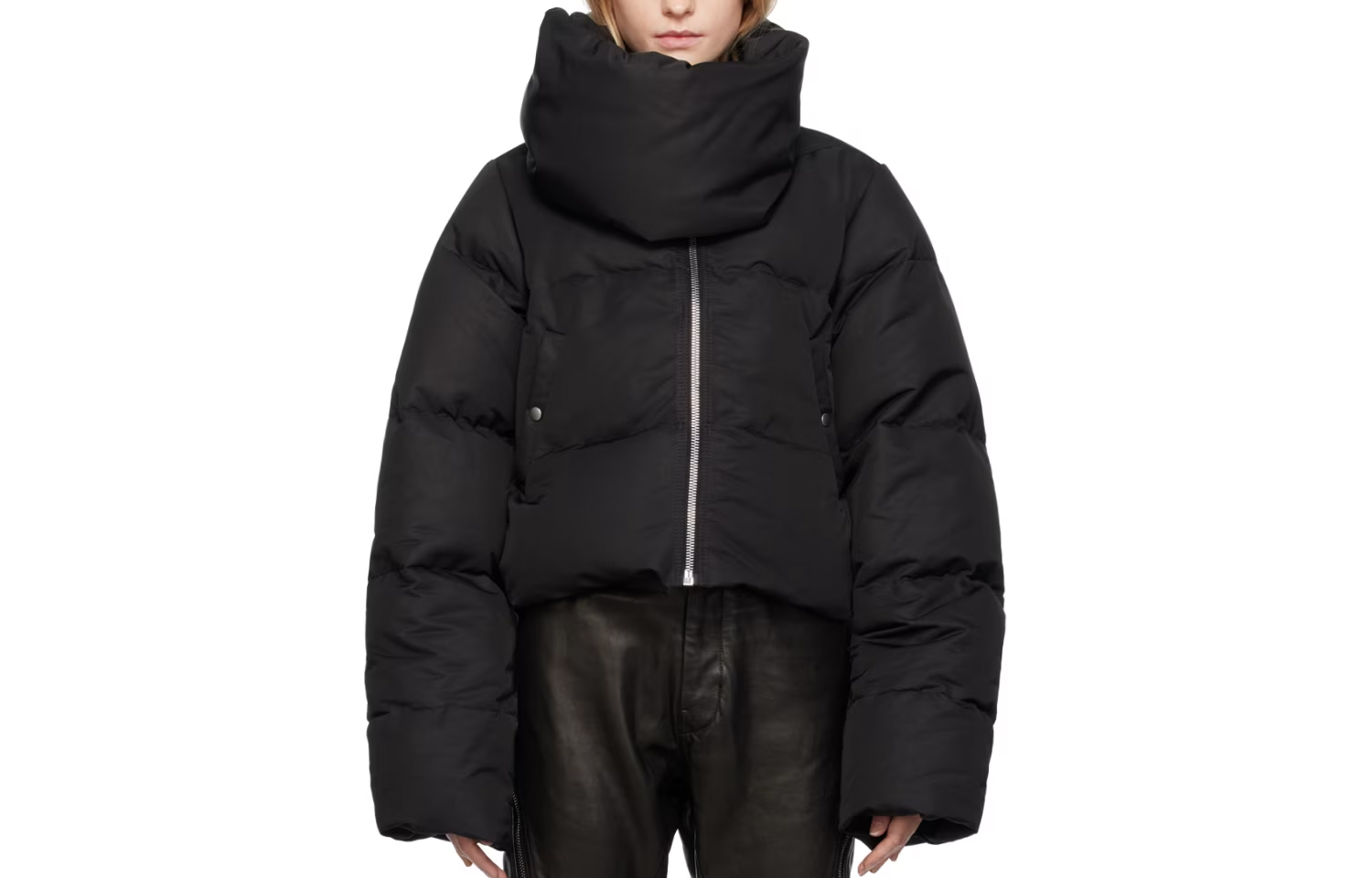 (Women) Rick Owens  Funnel Neck Puffer Jacket Black RP02C1774THD309