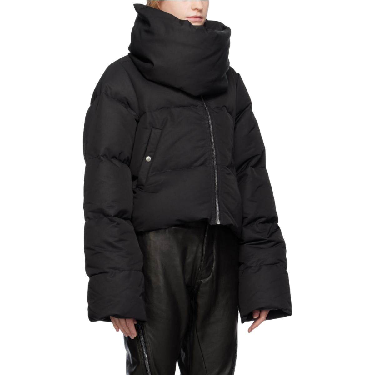 Shop (W) 릭 오웬스 퍼넬 넥 패딩 재킷 블랙 RP02C1774THD309