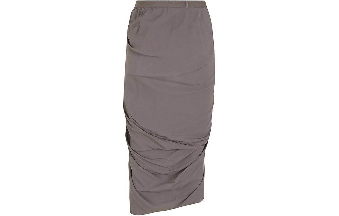 Lookbook (Women) Rick Owens  Grey Pleated Midi Skirt with Elastic Waist Casual Design RP01D2339CC-34