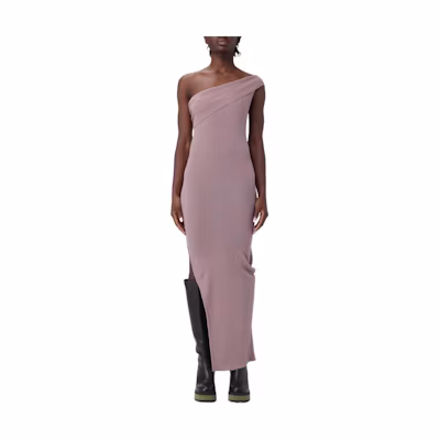 (Women) Rick Owens Pink Solid Color Asymmetrical Sleeveless Maxi Dress. RP01D2627RIBM-63